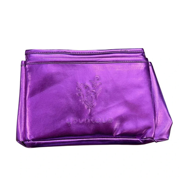 Younique Metallic Purple Convenient Tote Bag with Outside & Inside Pockets GUC - Picture 1 of 9
